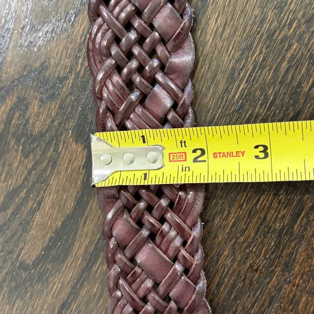 Fossil Huarache Weave Belt Women Medium Brown NEW Leather Boho Western